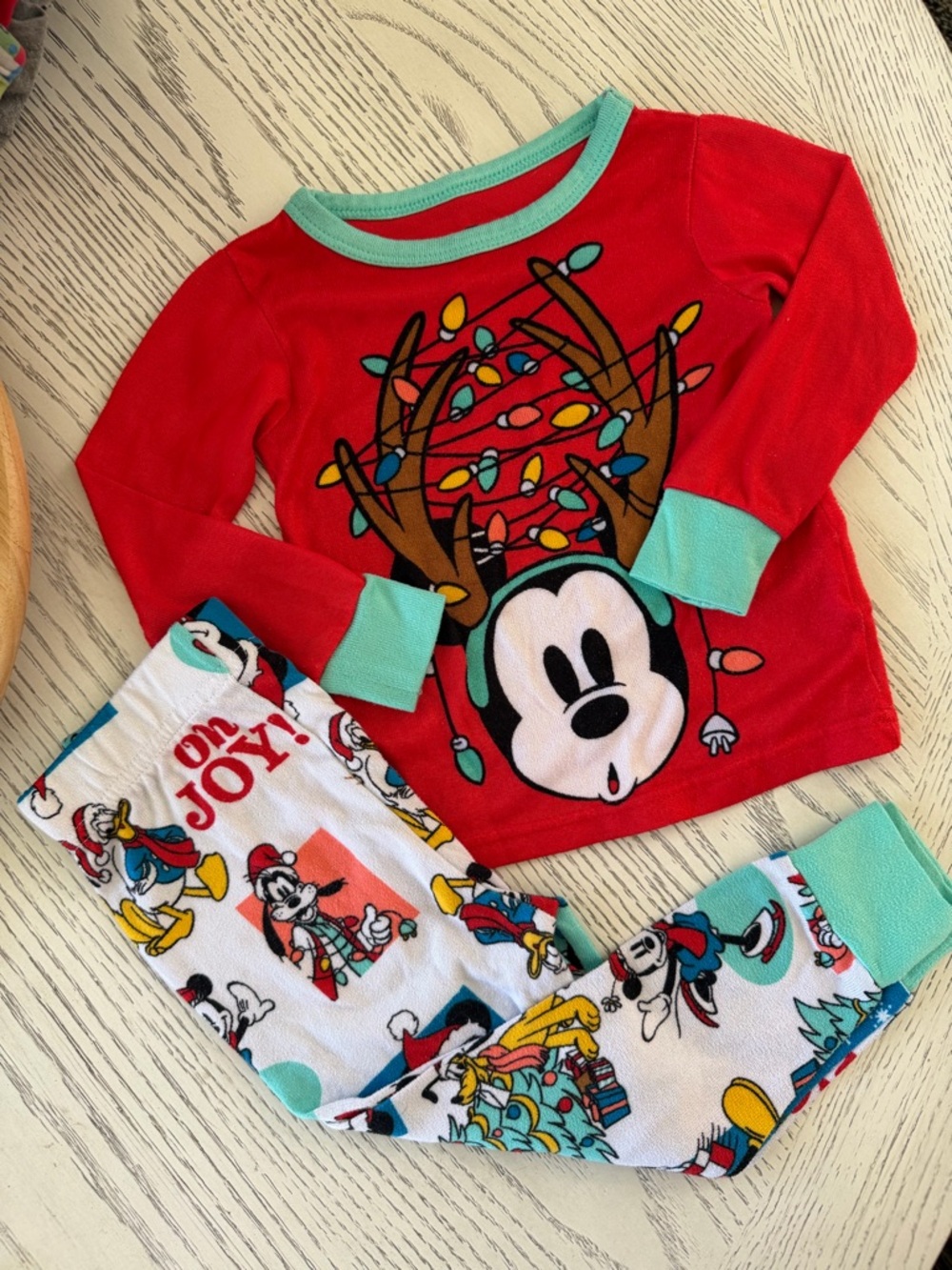 Disney Mickey Mouse Red Pajama Set with Aqua Trim